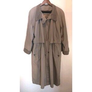 Vintage Fleet Street Trench Coat Women's 16 Tan Real Suede Trim Plaid Lined 80s